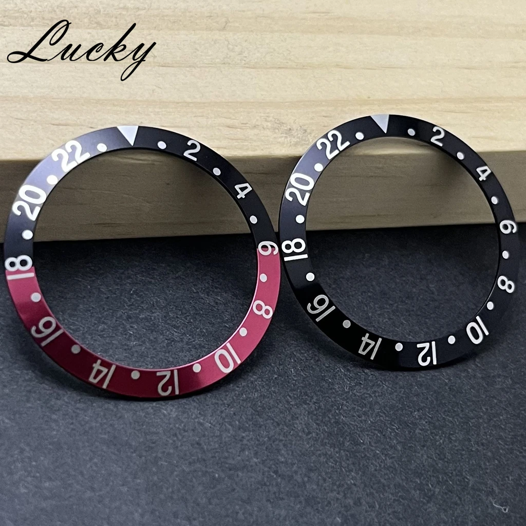 Retro Aluminum Sloping Bezel GMT & Diving Watch Insert, 38mm x 30.6mm, for 40mm Watch Face Replacement