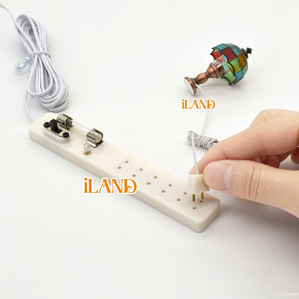 Doll Accessories iLAND Dollhouse Voltage Converter Socket Dc 12v EU Universal Plug Adapter Miniature Lamp Light