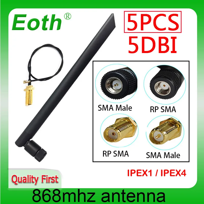 

EOTH 5pcs 915mhz lora 868mhz antenna 5dbi sma male iot module lorawan ipex 1 4 mhf4 SMA female pigtail Extension Cable