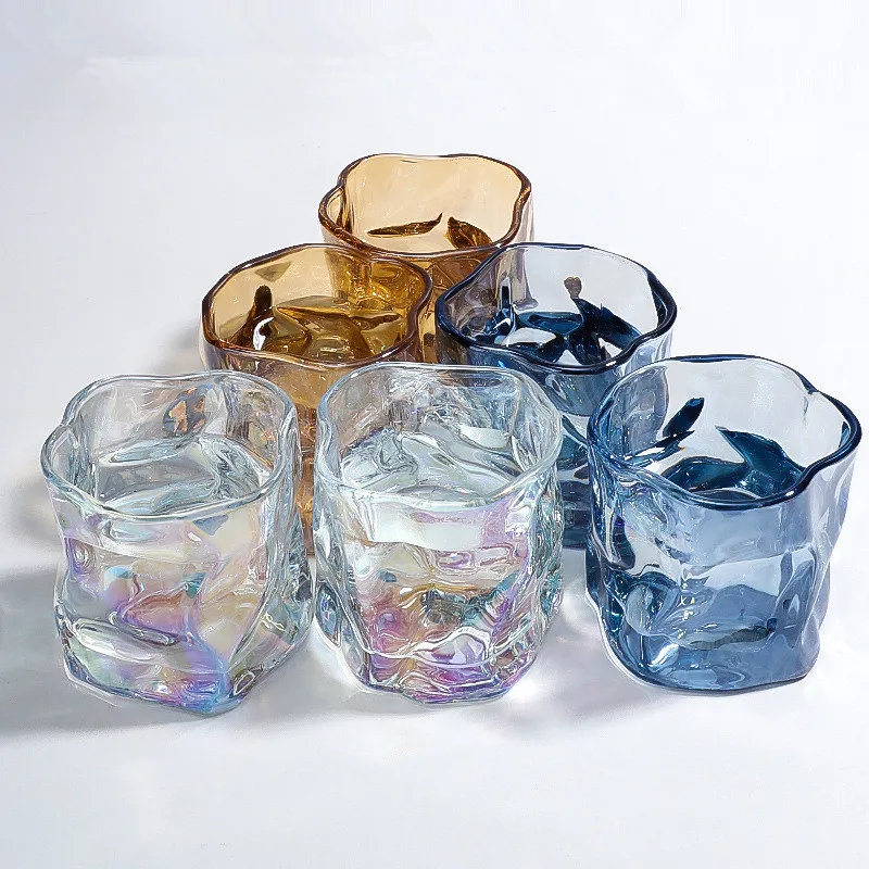 230ML Glass Cup Juice Drink Coffee Mug Wave Pattern Handmade Bar Drinkware glass drinkware