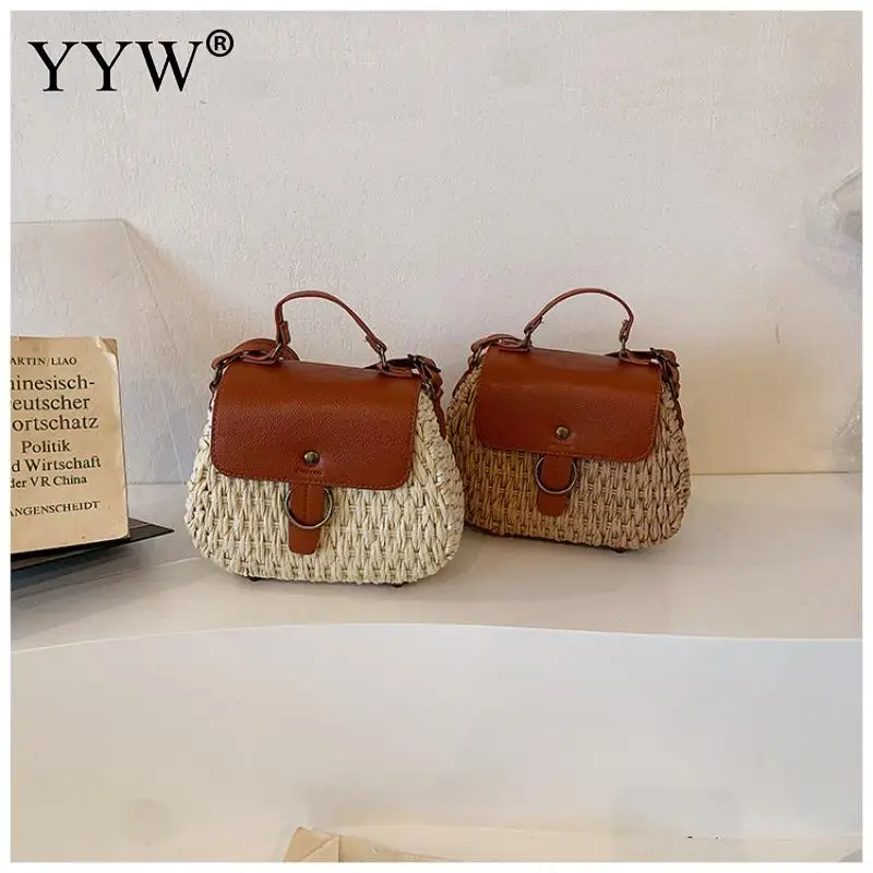 Women Casual Crossbody Summer Handmade Straw Bag Luxury Design Handbag Lady Tote Vacation Beach Bag Rattan Leisure Shoulder Bag