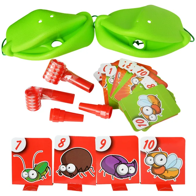 Practical Jokes Frog Mask Card Toy Greedy Chameleon Lizard Sticking Out Tongue Frog Blowing Desktop Parent-child Battle Game 5