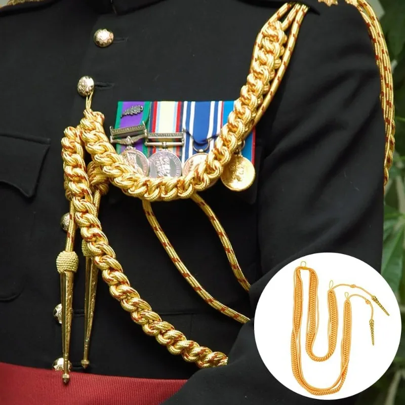 Golden Aiguillettes Cord Army Shoulder Aiguillette Wire Cord clothing accessories for Uniform Cosplay Costume DIY Clothes Decoration 1 pc