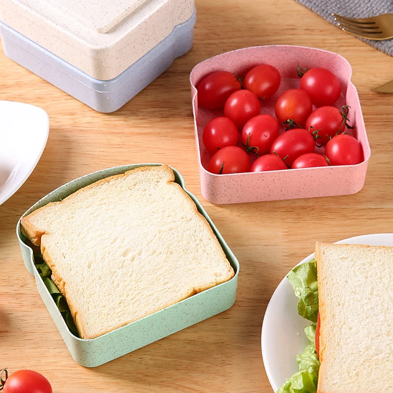 1/4PCS Sandwich Containers Lunch Box Toast Storage Box With Lid Eco-Friendly Lunch Food Container Microwavable Picnic Student
