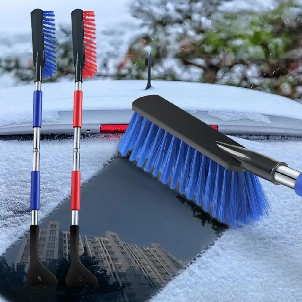 

2 in 1 Car Ice Scraper Detachable Windshield Window Winter Shovel Brush 360 Pivoting Ergonomic Grip Snow Removal Cleaning Tool