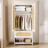 Armoire Wardrobe Closet with 2 Doors, Drawers and Hanging Rods, Wardrobes for Hanging Clothes with Shelves & Steel Stand 1