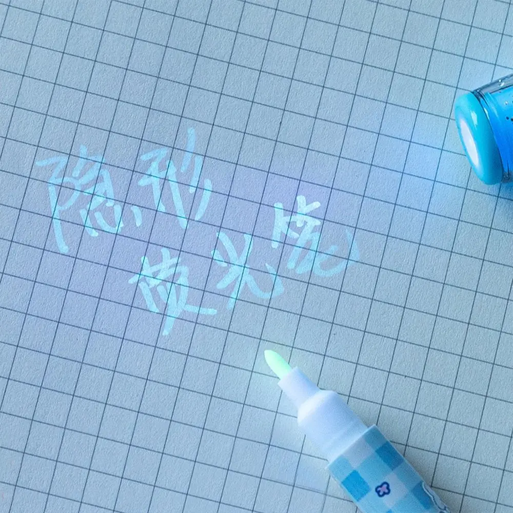 신비롭게 사라지는 귀여운 보이지 않는 마커 Led UV 램프 젤 펜 보이지 않는 볼펜 작은 빛으로 더블 헤드