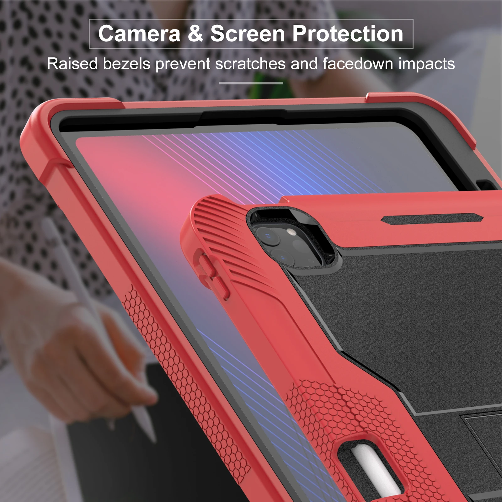 Premium Shockproof Tablet Case with Built-in Stand and Enhanced Lens Protection
