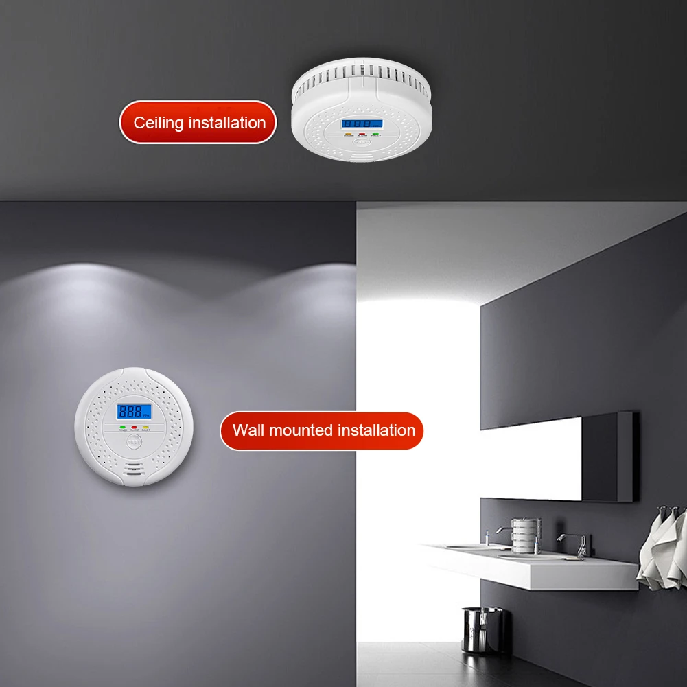 CO Alarm Sensor Digital Carbon Monoxide Detector Gas Detector Independent Smoke Fire Sound Carbon Monoxide Detector Smart Home