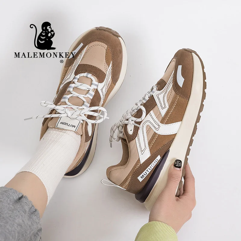 Trendy Platform Sneakers Cacual Women Shoes 2022 Spring Round Toe Lace Up Outdoor Breathable Running Sport Female Shoes Brown| | - AliExpress