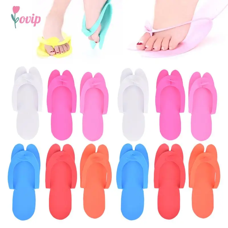 

12 Pairs Random Color Disposable Foam Slippers Pedicure Slippper For Salon Spa Pedicure Foot Flip Flop Slippers