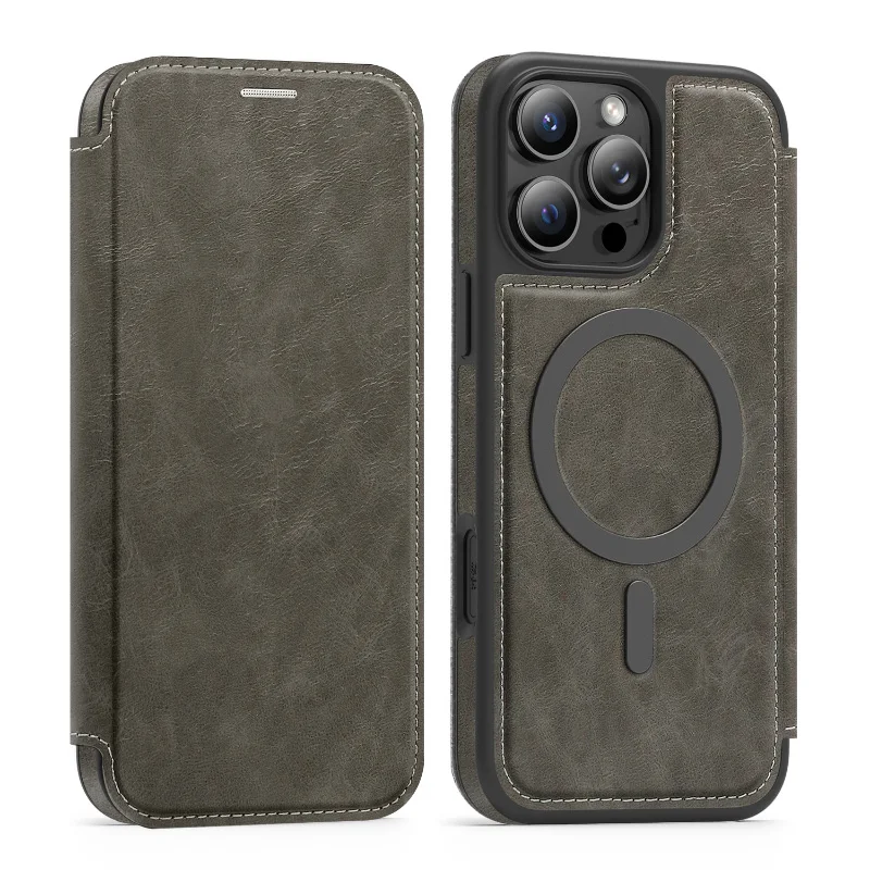 Magsafe Magnetic 360° Full Protection Leather Wallet Card Holder Phone Case