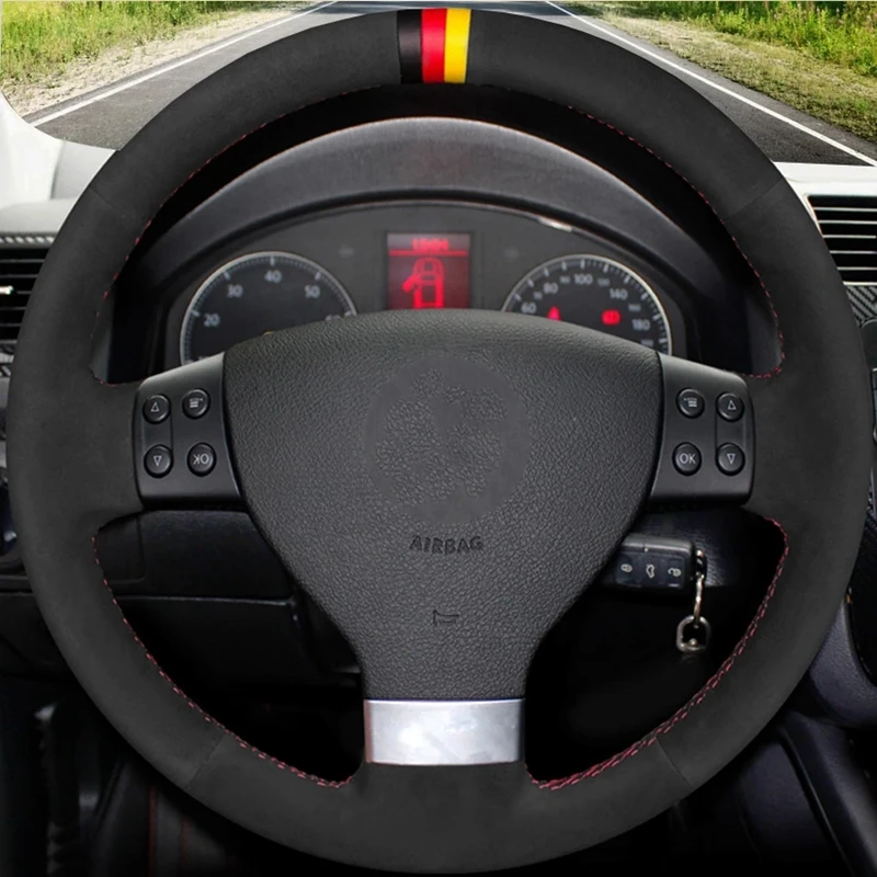 

Anti-Slip Suede Leather Braid Car Steering Wheel Cover For Volkswagen Golf 5 Mk5 VW Passat B6 Jetta 5 Mk5 Tiguan 2007-2011