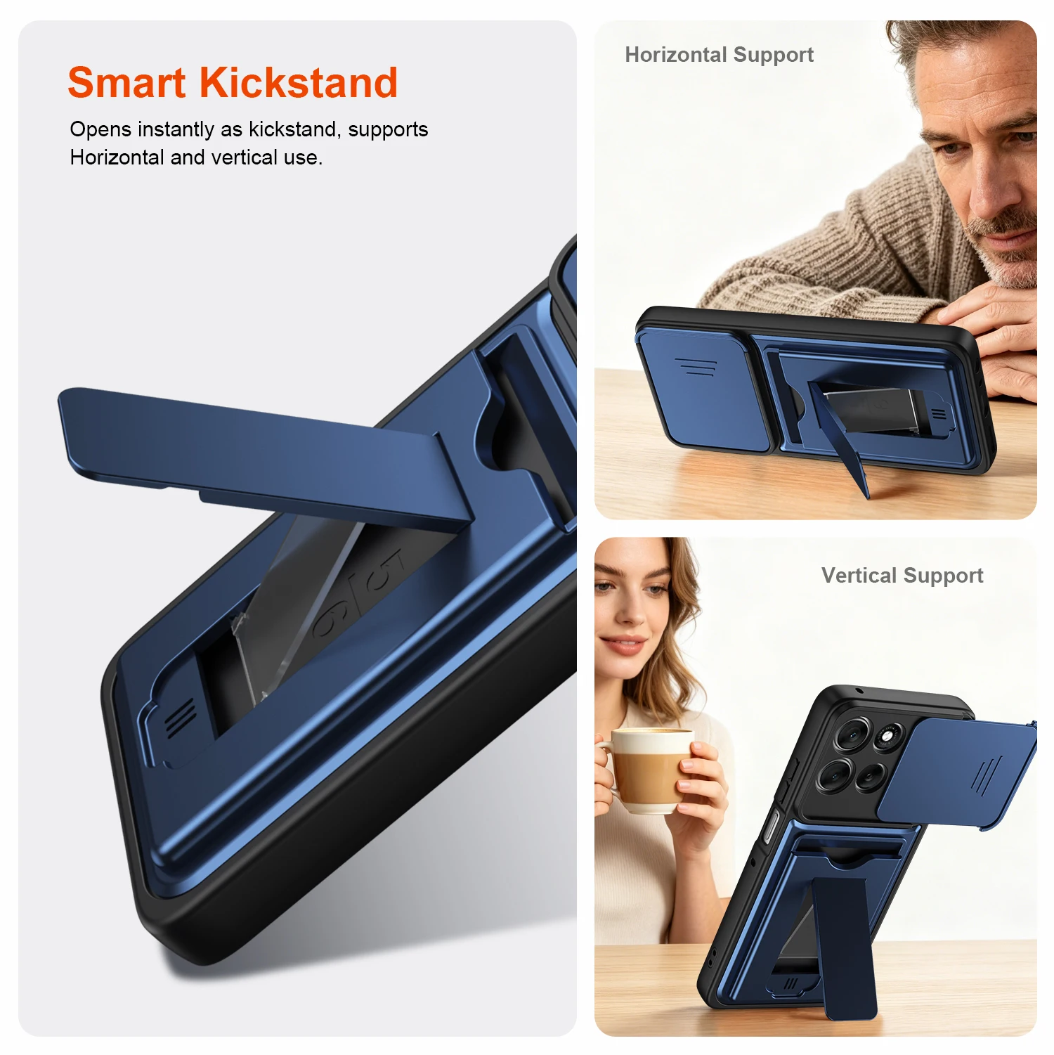 Lens Camera Card Holder Wallet Stand Phone Case Cover