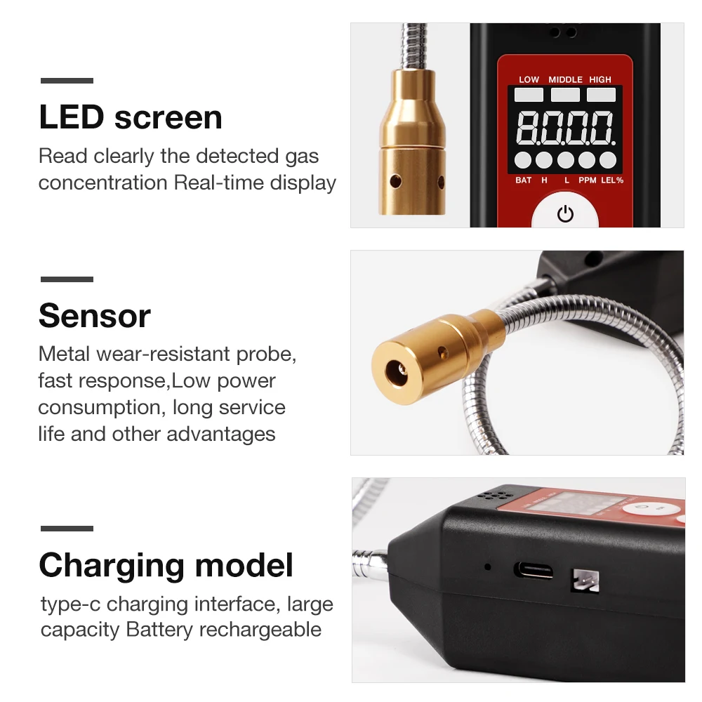 2025 Portable Gas Leak Detector 100-9999PPM