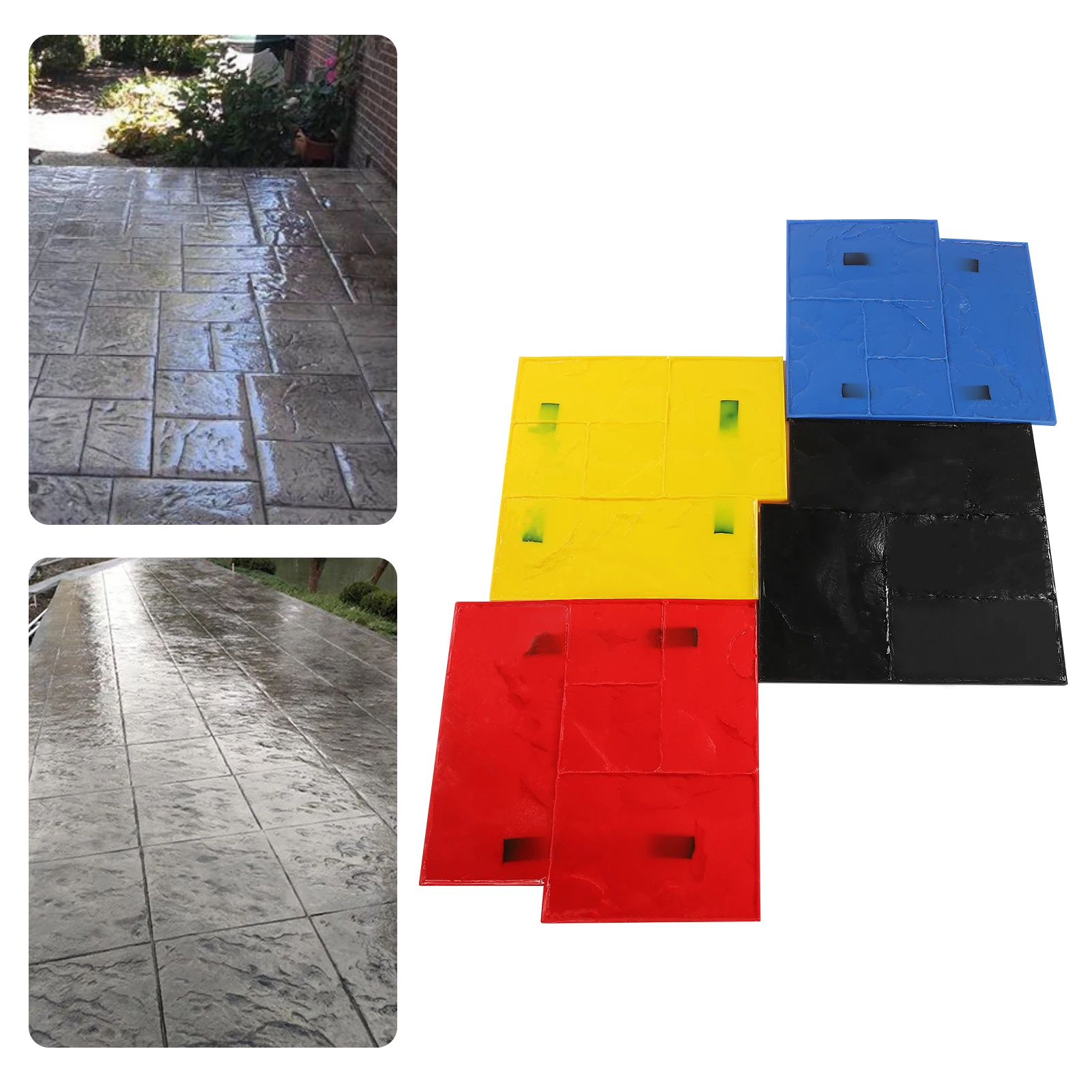 4 Pcs Concrete Texturing Skin Polyurethane Concrete Stamping Mats Set 24"x24" Texture Patterns Stamps For Walls Floors