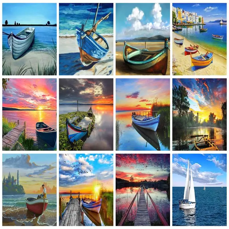 

RUOPOTY 5D DIY Diamond Painting Seascape Sunset Diamond Embroidery Landscape Diamond Mosaic Handicraft Decor For Home