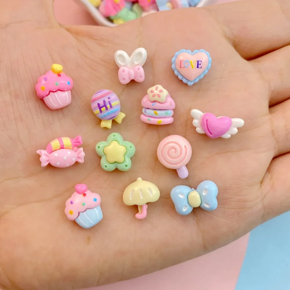 

30 Pcs Cute Mini Cartoon color Candy Cake, Bunny Ears 3D Cabochon DIY Jewelry Ornament Manicure Making Decorate Accessories