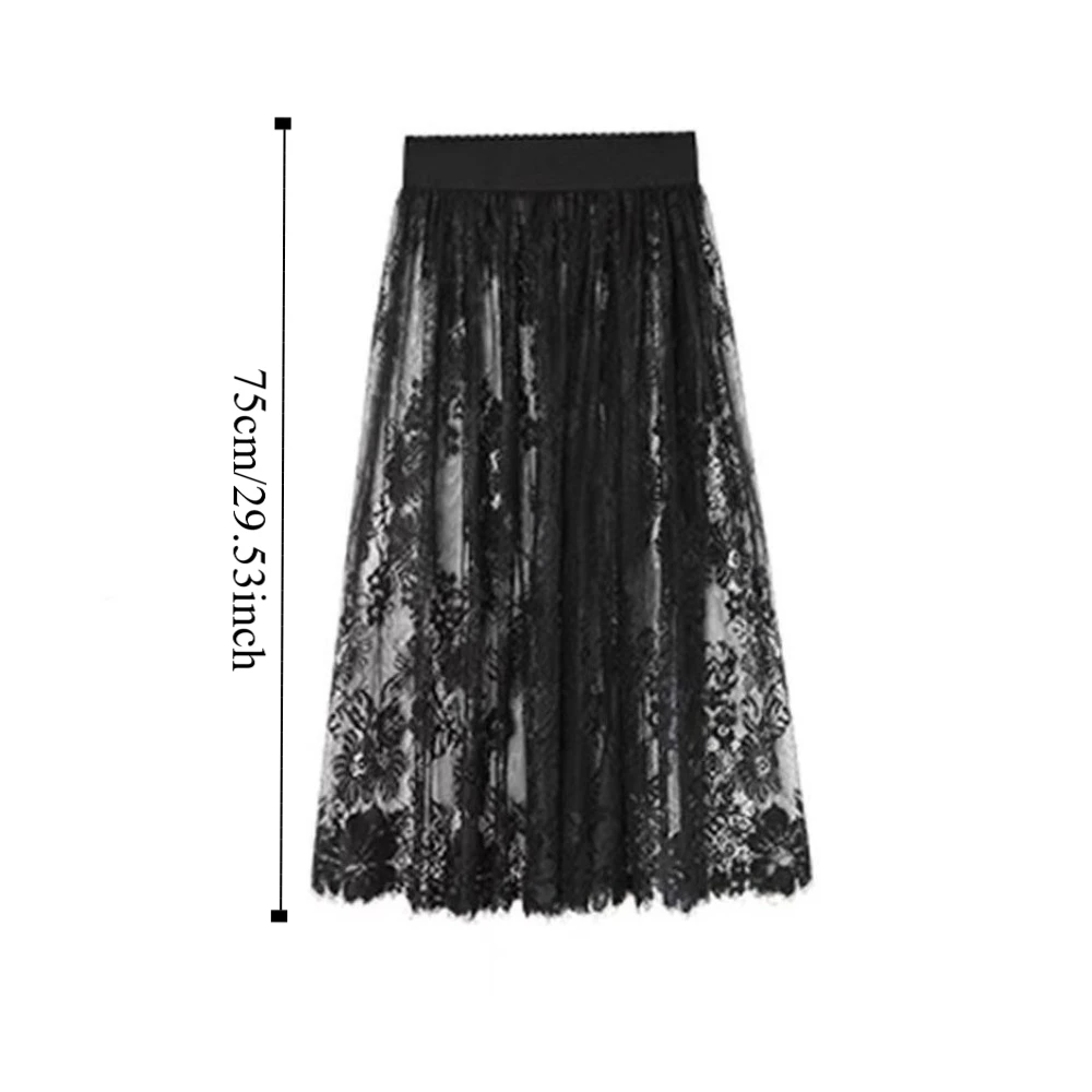 Petticoat Skirt Flower Lace Underskirt Slips Anti-glare 75cm Mesh Underskirt Slips Dress Hight Waist Loose Safety Skirt Petticoat Commuting petticoat skirt petticoat underskirt wedding underskirt lolita petticoat flower girl underskirt wedding petticoat vintage underskirt tulle tutu skirt