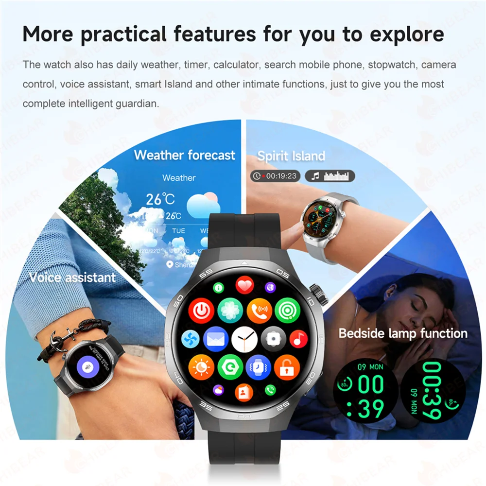 2026New Smartwatch Watch 5 PRO Men Outdoor Sports Compass Bluetooth Talk NFC Heart Rate GPS Track Weather Waterproof Smart watch