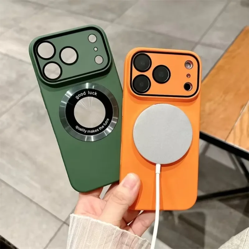 Luxury Frosted Solid Color Case with Magnetic Camera Protection