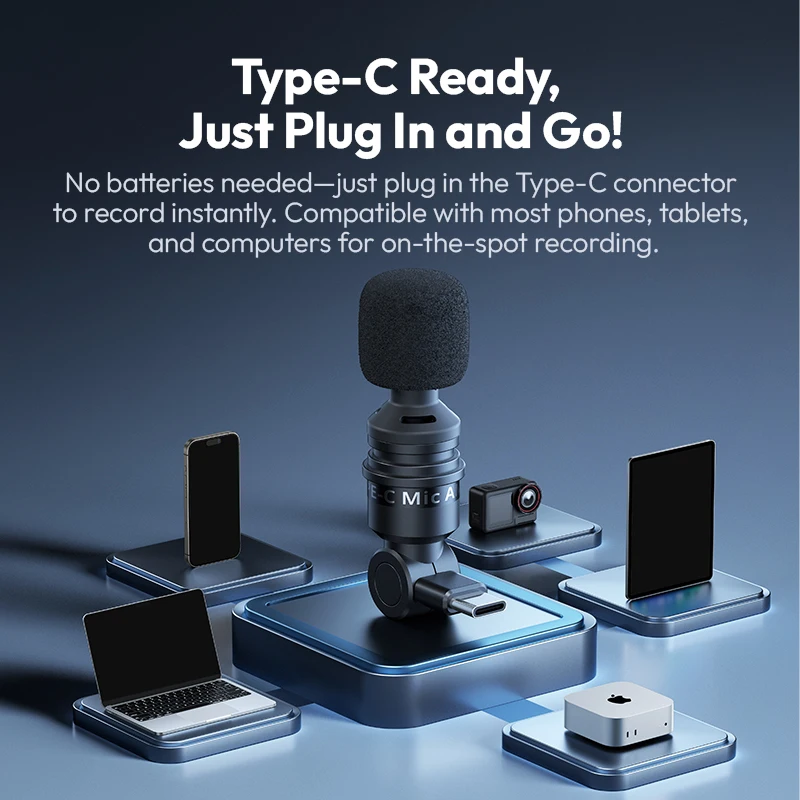 Ulanzi AM23 Type-C Mini Mic Ultra-compact Microphone for Vlog Video Recording Live Streaming 360° Omnidirectional Condenser Mic