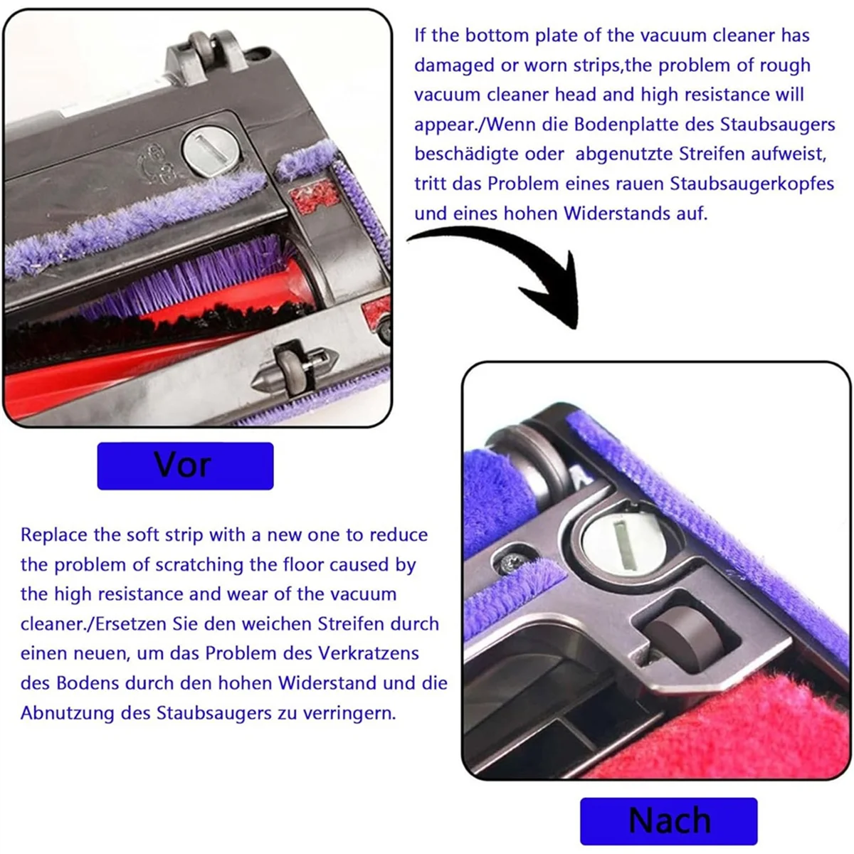 Soft Plush Stripes Accessories for Dyson V6 V7 V8 V10 V11 V15 Vacuum Cleaner Soft Roller Replacement Parts 6
