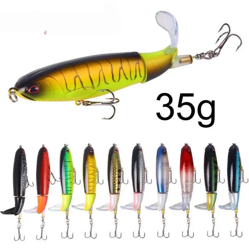 EASYFISH Topwater Popper Fishing Lure with Rotating Tail