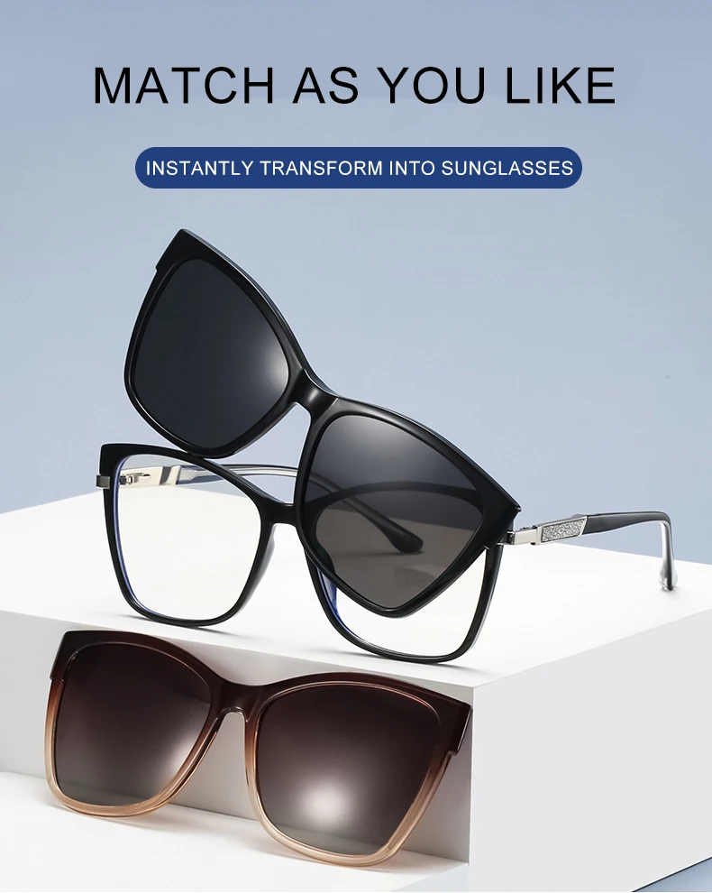 Close-up of rectangular TR90 sunglasses frame