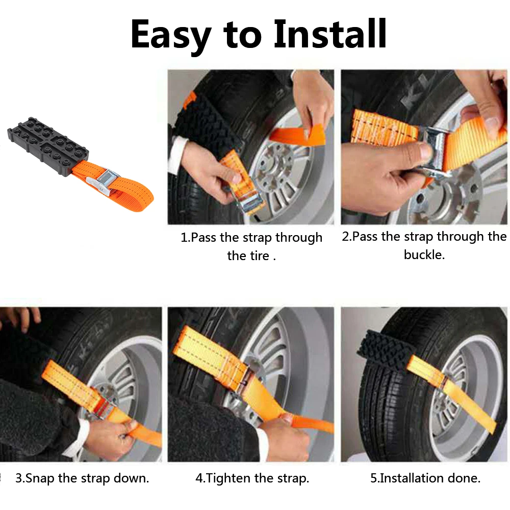 Emergency Snow Mud Sand Tire Chain Straps For Snow Mud Ice Car Tire Traction Blocks Durable PU Anti-Skid tire chains car wheel anti skid pad