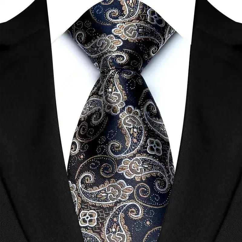 Anmutige Paisley-Polyester-Krawatten, 8 cm, rot, blau, Krawatten für Gruppe, Party, Büro, Hemd, Anzug, Kragen, Zubehör, dekorativ – Detail 12