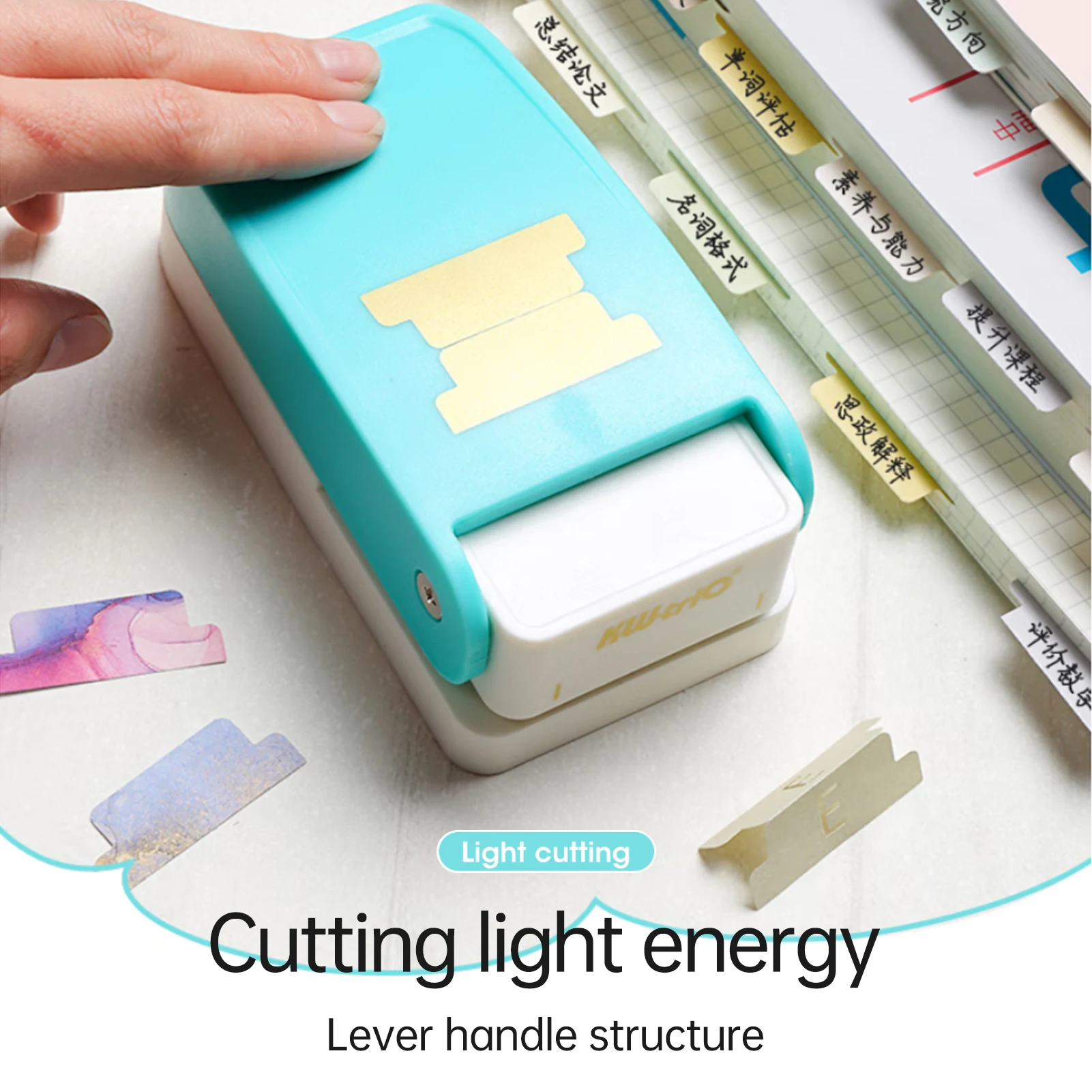 KW-trio BQJ-04 Tab Punch Loose-leaf Separator DIY Index Sticker Label Puncher Divider Paper Punch Machine for Crafts Bookmark