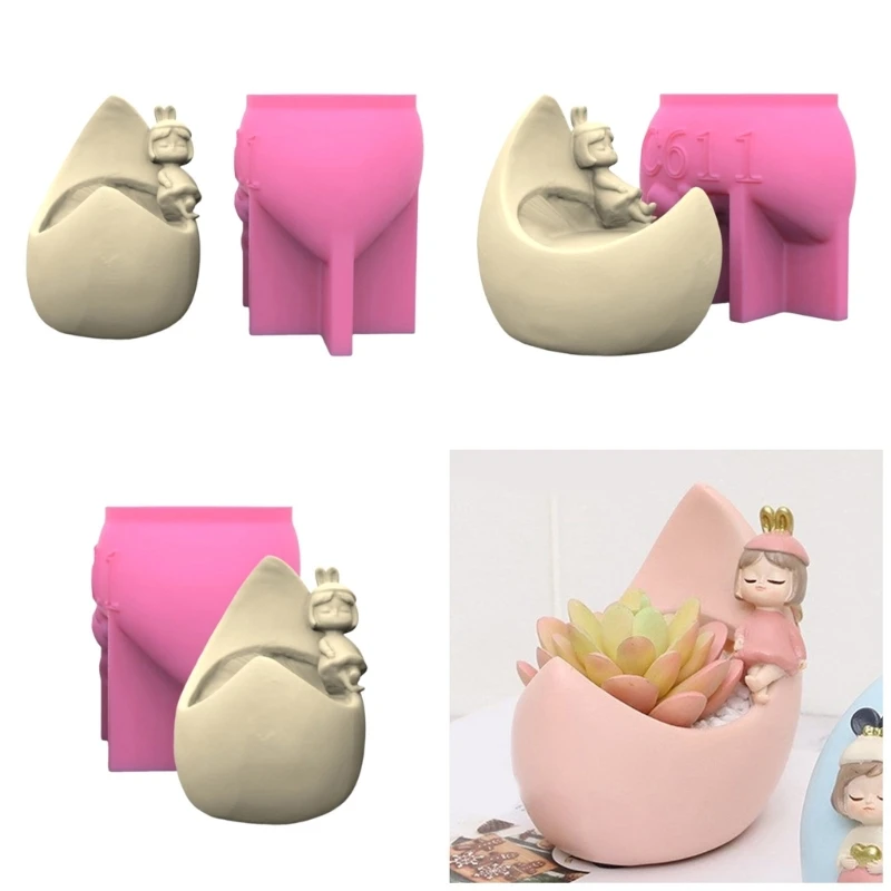 

Easter Girl Pen Holder Mold Flower Pots Epoxy Resin Silicone Mold DIY Crafts Gypsum Ornament Tool for DIY Home Decoration