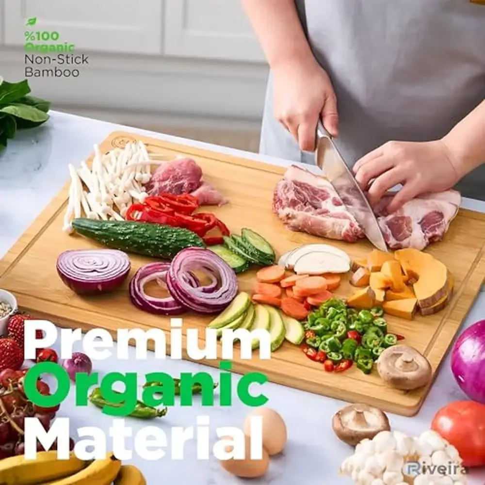 Extra Large Bamboo Cutting Board with Juice Grooves