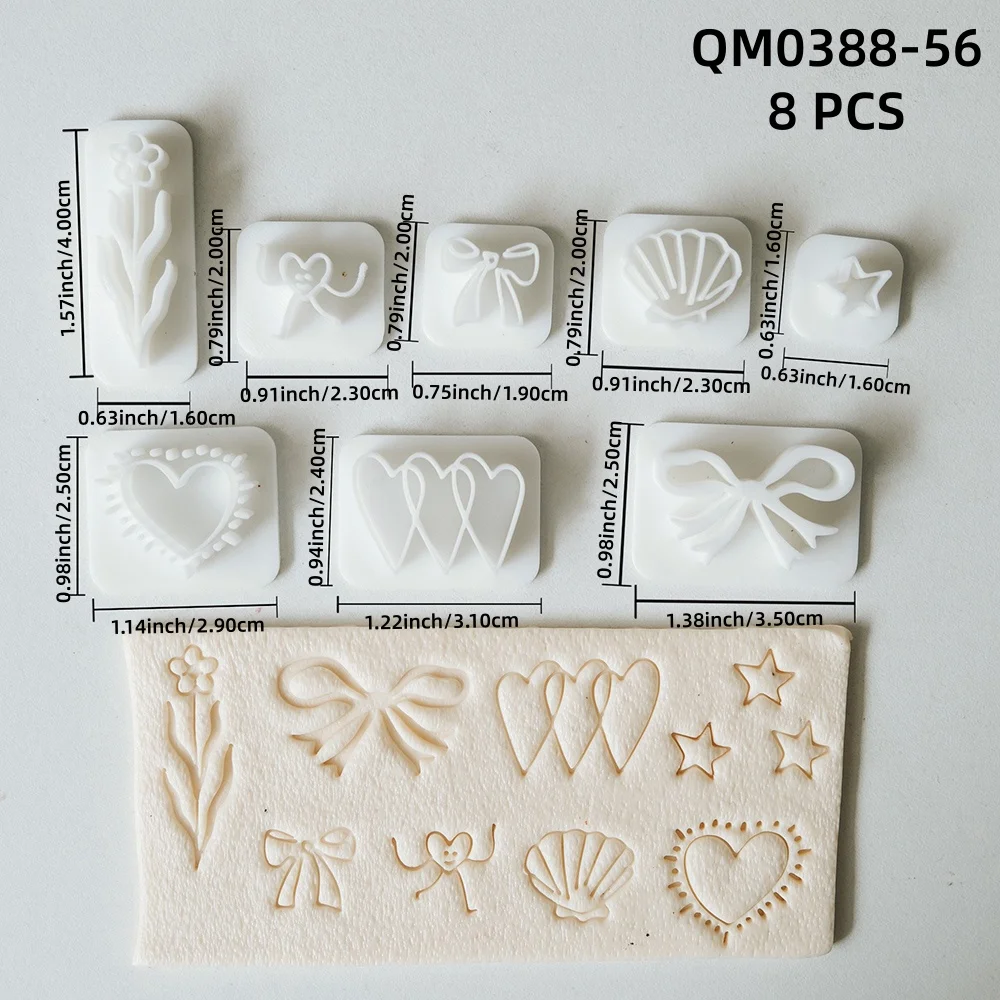 Valentinstag Handgezeichnete Polymer-Ton-Ausstechformen Liebe/Schleife/Blume/Stern-Siegel Weiche Ton-Ohrring-Ausstechformen Anhänger-Herstellungswerkzeuge – Detail 9