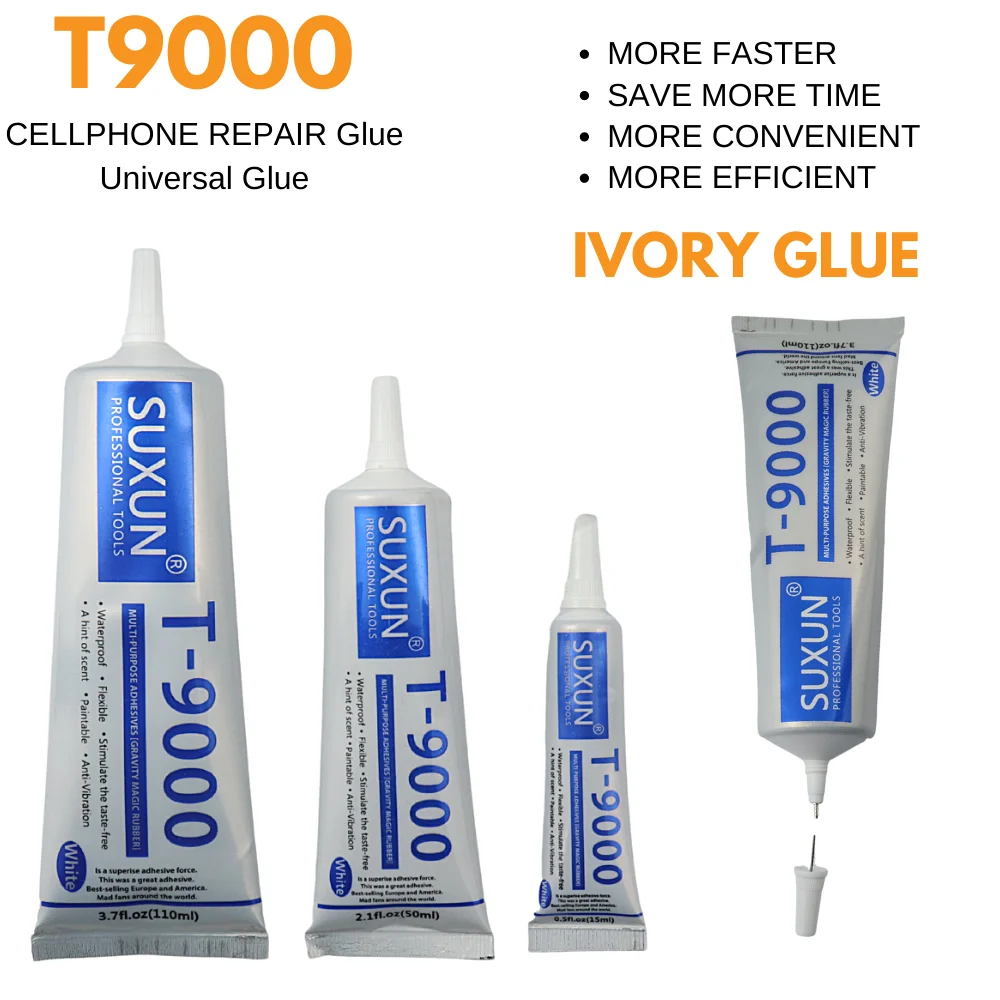 15/50/110MLUniversal DIY Glue T9000 SUXUN T9000 Glue White Contact Phone Repair Glass Plastic