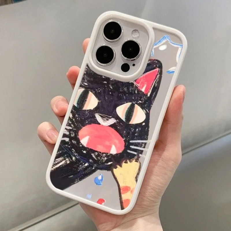 Doodle Angry Cat Shockproof Clear Phone Case