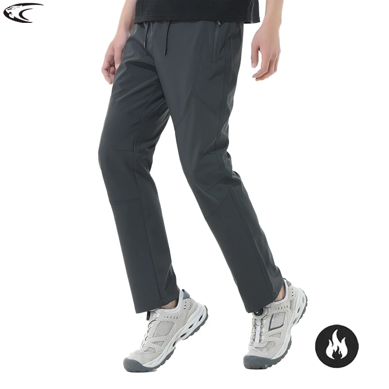 Men Winter Fleece Pants Waterproof Windproof Pants Hiking Camping Climbing Trekking Ski Outdoor Sports Soft shell Trousers LNGXO