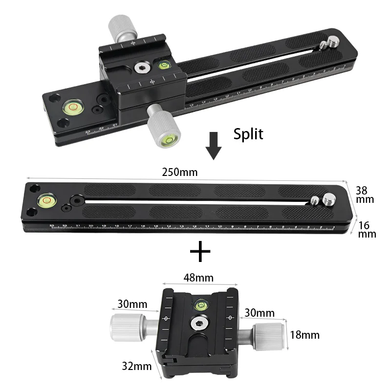Braçadeira Dupla para Lente Telefoto Montagem Adaptador Câmera Slide Rail Dslr Tripé Bola Cabeça Release