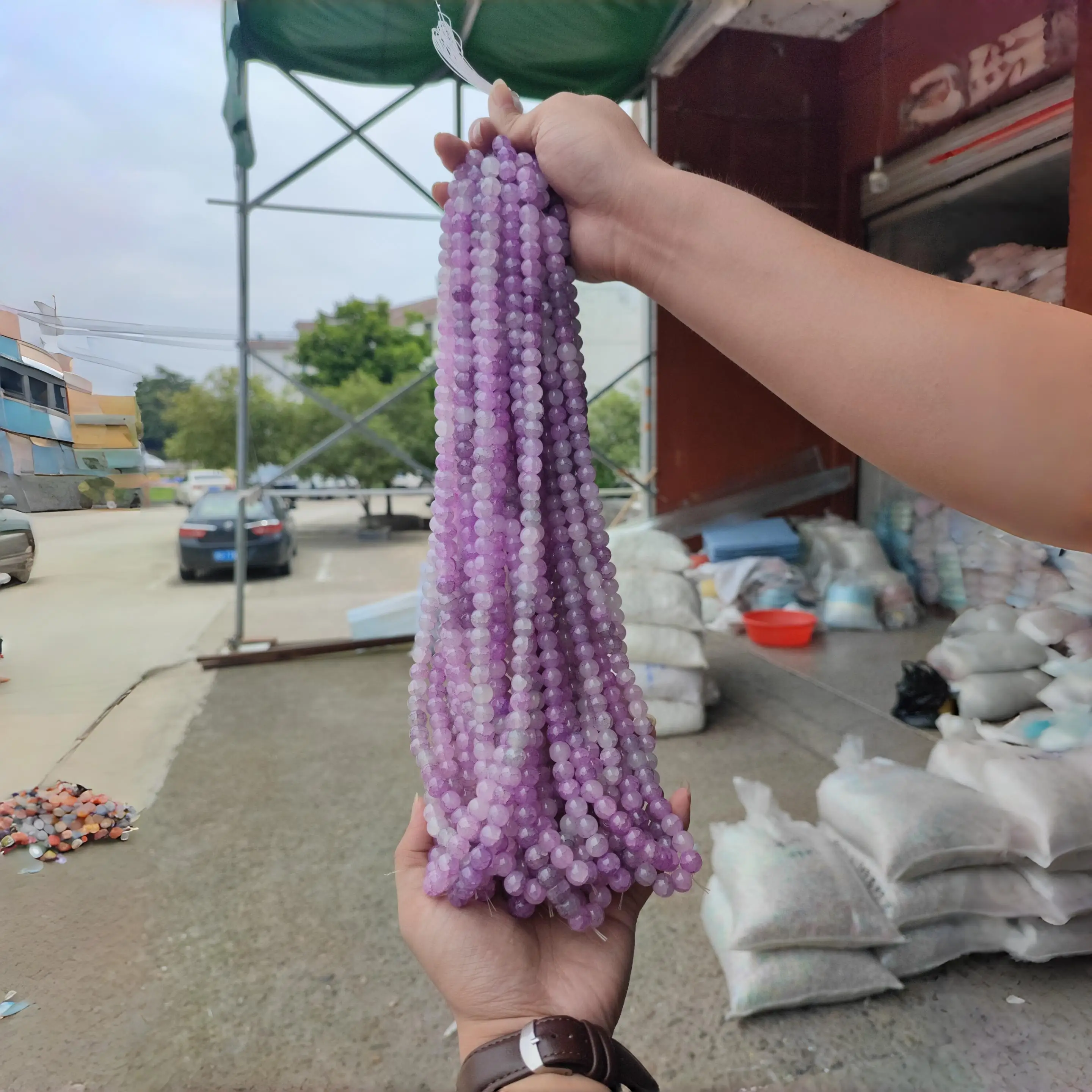 1600개 모조 옥 유리 구슬 - 수채염색 공정, 변색 방지, 대량 DIY 팔찌 재료, 쥬얼리 제작용