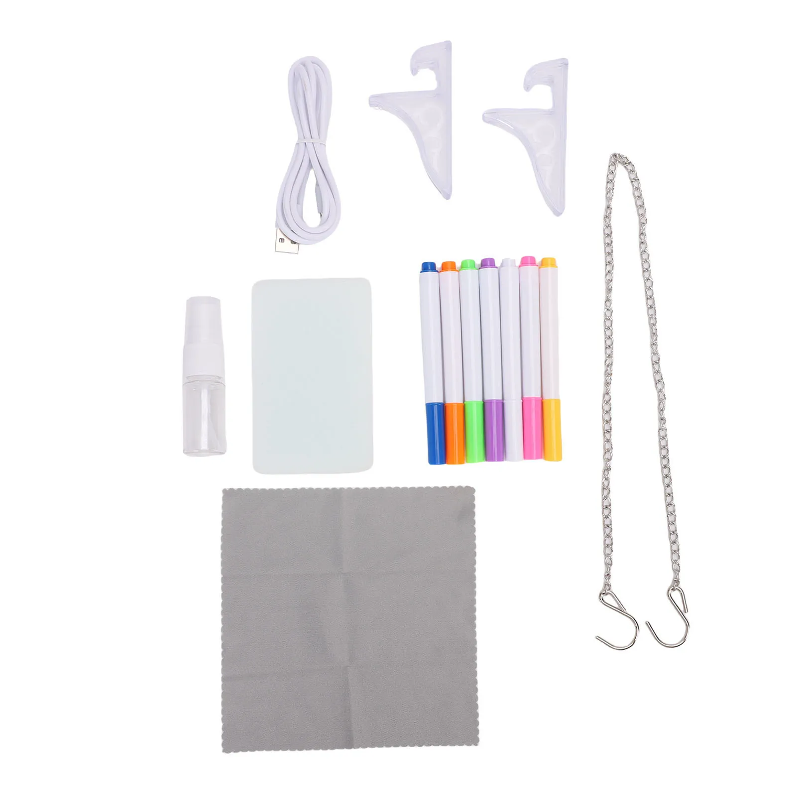 11.8x8in LED Note Board 7 RGB Lights 4 Lighting Modes Light Up Acrylic Dry Erase Board with 7 Marker Pens Stand Wiping Tool