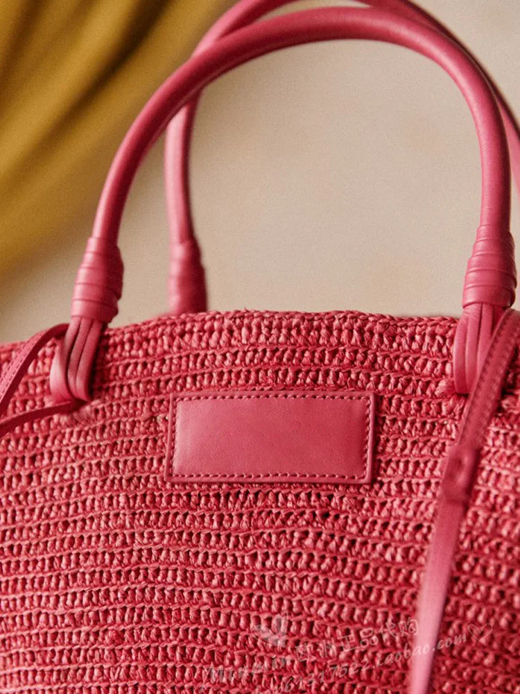 Fashion Straw Baskets Bag Large Capacity Weave Women Shoulder Bags Casual Summer Beach Bag Big Bali Shopper Purses 2025