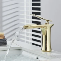 ก๊อกน้ำอ่างล้างหน้าแบบน้ำตก สีขาว ติดตั้งบนเคาน์เตอร์ ทำจากทองเหลือง ก๊อกน้ำแบบก้านโยกเดี่ยว น้ำร้อนน้ำเย็น 4