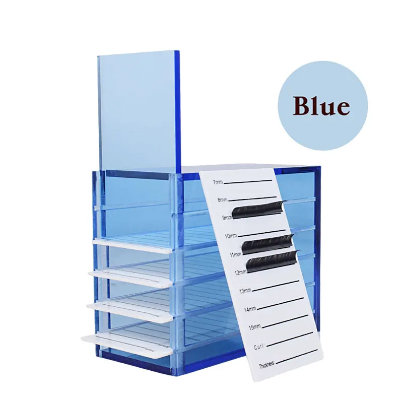 HUAZDS  False Eyelashes Storage Box 5 Layers Acrylic Pallet Lash Holder RED/BLUE/WHITE