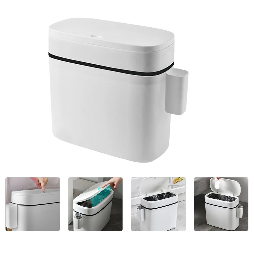 

1pc Bathroom Trash Can Plastic Garbage Container Trash Box for Home (White)