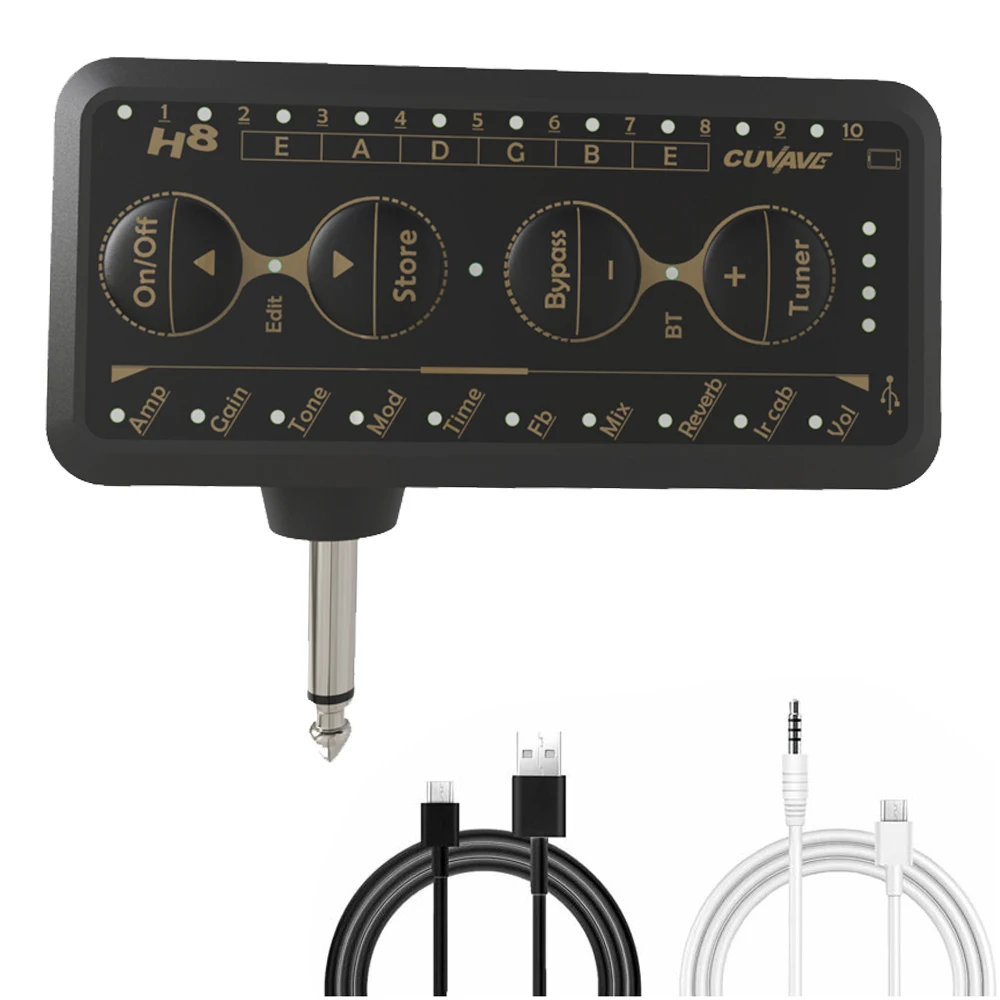 Cuvave Guitar Plug Amp Pa-1 Headphone Mini Amplifier Speakers Combo Amplifier Acoustic Electric Bass Sound Pedal Board Delay H8