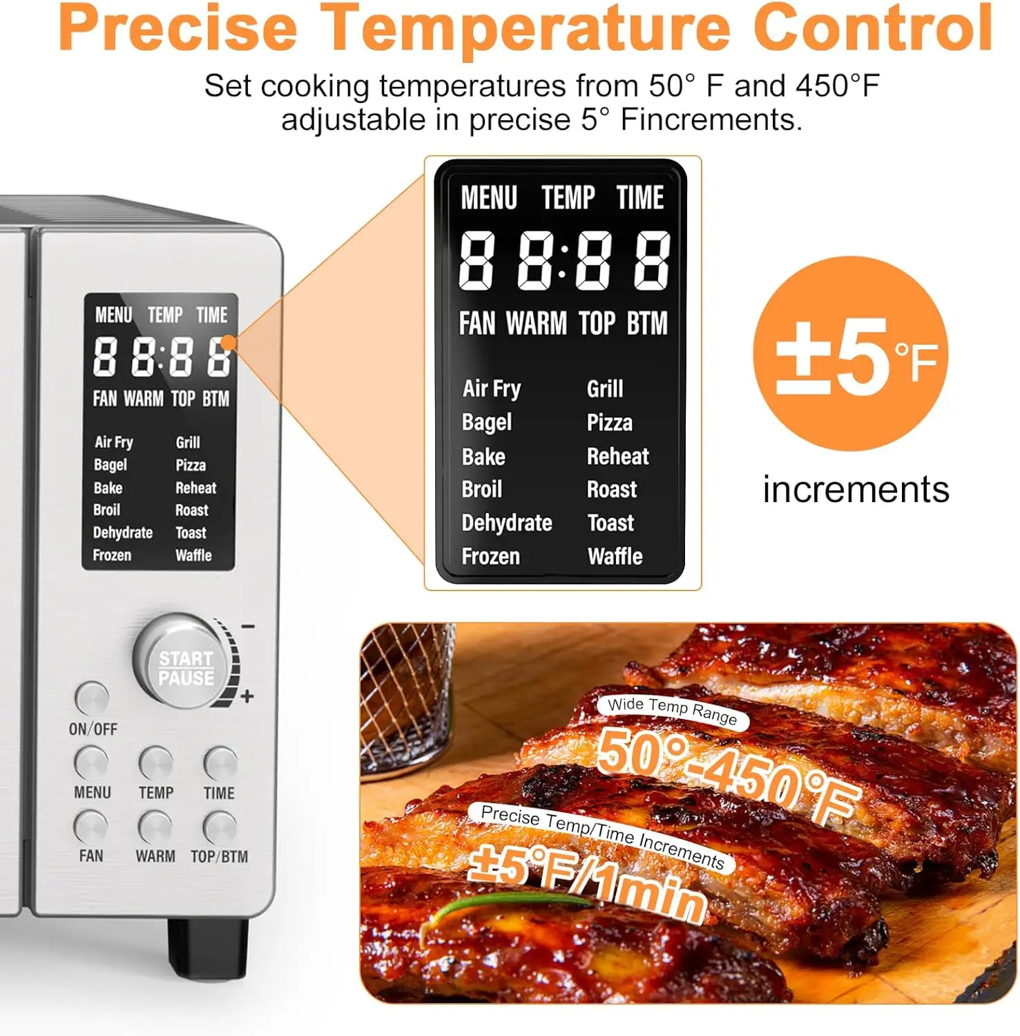 12-in-1 Countertop Convection, 1800 Watts, 21-Qt Capacity, 50°-450°F Temp Controls 4