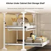 Kitchen Under Cabinet Dish Storage Rack Multifunctional Recessed Spice Bottle Pot & Bowl Organizer Layered Push Pull Draw 1