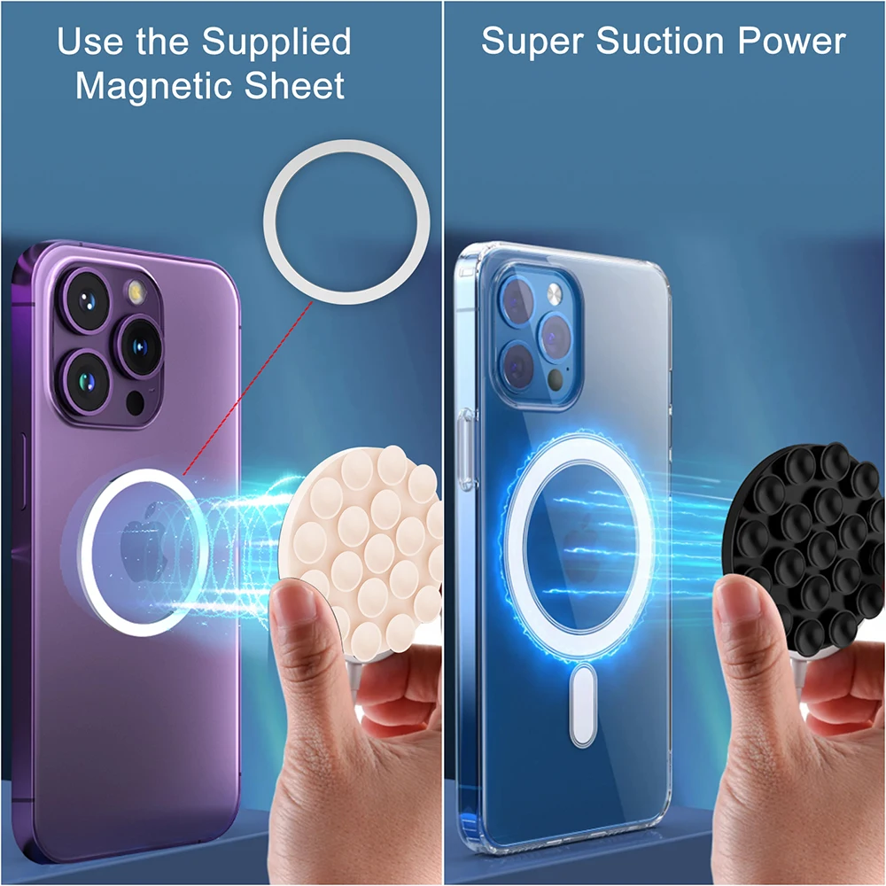 Phone Mount Holder Mptionx Magnetic Suction Cup Phone Mount Silicone Suction Phone Case Grip Stand Holder Hands-Free Mirror Shower Holder Mou