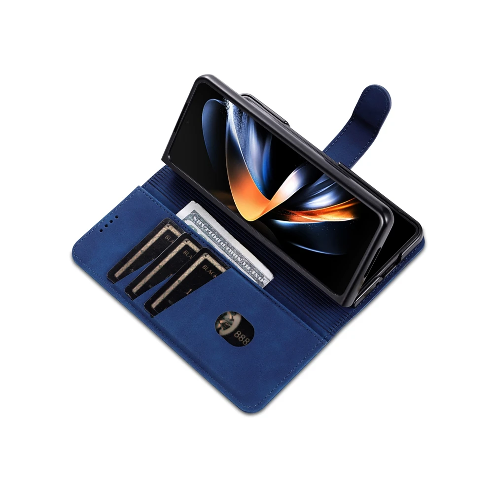 Luxurious Leather Flip Wallet Phone Case with Kickstand and Card Pockets - Anti-Fall Protection
